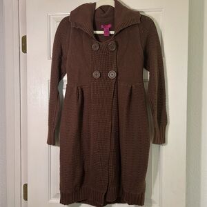 Brown Double-Breasted Women's Cardigan